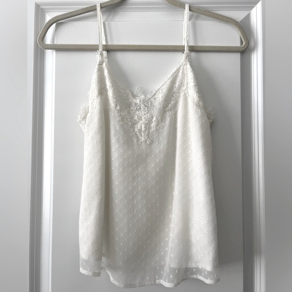 Abercrombie Swiss Dot Lace Trim Tank Top White Blouse Lingerie Y2K 90s Bridal - Picture 3 of 8